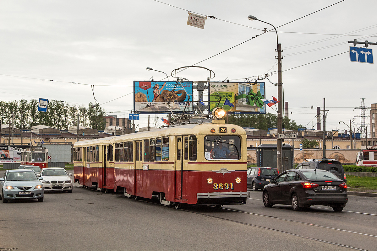 Санкт-Петербург, ЛМ-49 № 3691; Санкт-Петербург — Трамвайный парад в честь 310-летия Санкт-Петербурга