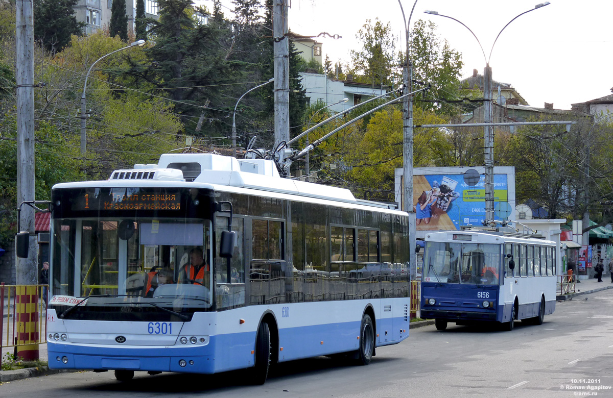 Крымский троллейбус, Богдан Т70110 № 6301; Крымский троллейбус, Škoda 14Tr11/6 № 6156